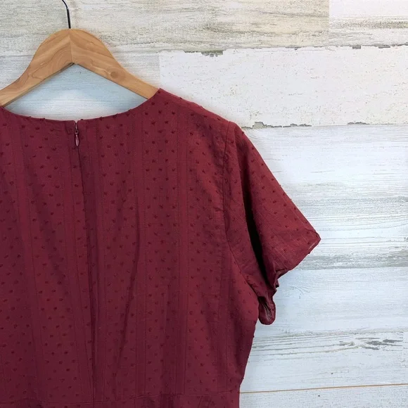 Madewell Burgundy Swiss Dot Mini Dress Button Front Cotton Cottagecore 12 - Picture 9 of 13